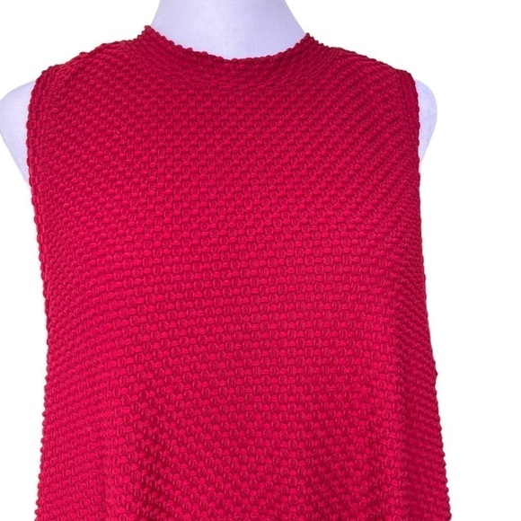 Maeve x Anthropologie - Cerise Red Mock Neck Swing Knee Length Dress Sz L - Picture 4 of 10